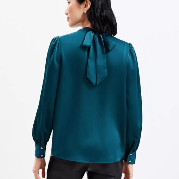 Ann Taylor Loft Tie Back Mock Neck Blouse - Picture 2 of 3